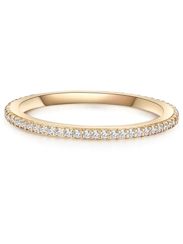 Lulu & Jane Damen Ring aus Messing gelbvergoldet 14 Karat mit Zirkonia weiß Modeschmuckring von Lulu & Jane