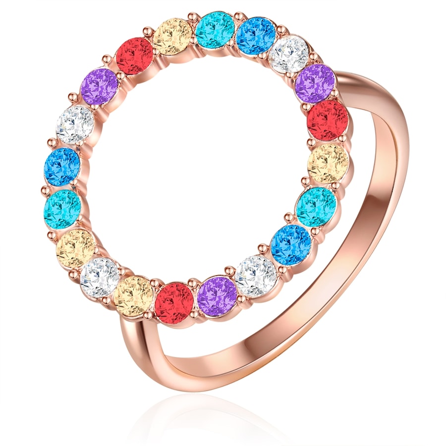 Lulu & Jane  Lulu & Jane Ring Kreis Messing verziert mit Kristallen von Swarovski® in Roségold Ring 1.0 pieces von Lulu & Jane
