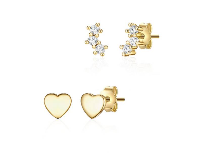 Lulu & Jane Paar Ohrstecker Set: AV192 (4-tlg), mit Zirkonia von Lulu & Jane