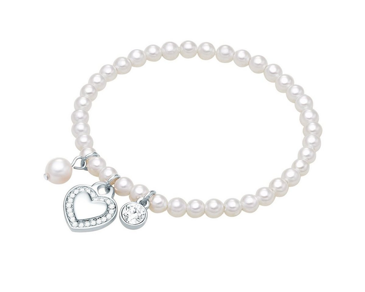 Lulu & Jane Perlenarmband Armband Muschelkernperle weiß Kristall weiß von Lulu & Jane