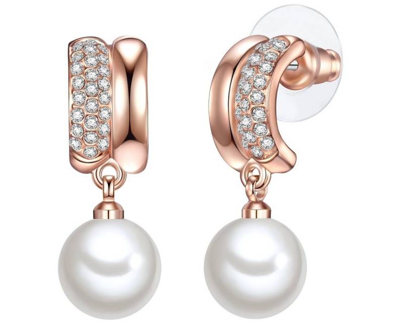 Lulu & Jane Perlenohrringe roségold, mit Glas von Lulu & Jane