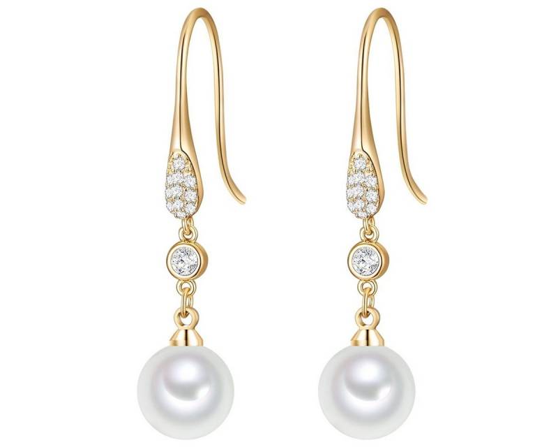 Lulu & Jane Perlenohrringe gelbgold, mit Glas von Lulu & Jane