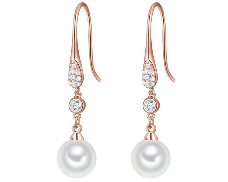 Lulu & Jane Perlenohrringe roségold, mit Glas von Lulu & Jane