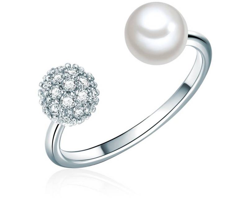 Lulu & Jane Perlenring silber, mit Zirkonia von Lulu & Jane