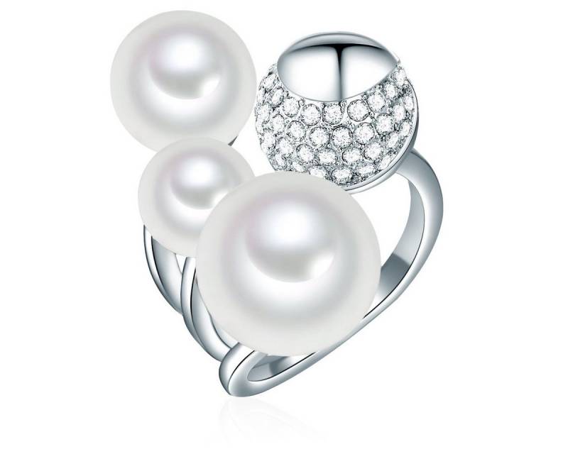 Lulu & Jane Perlenring silber, mit Glas von Lulu & Jane