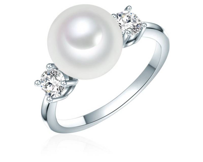 Lulu & Jane Perlenring silber, mit Zirkonia von Lulu & Jane