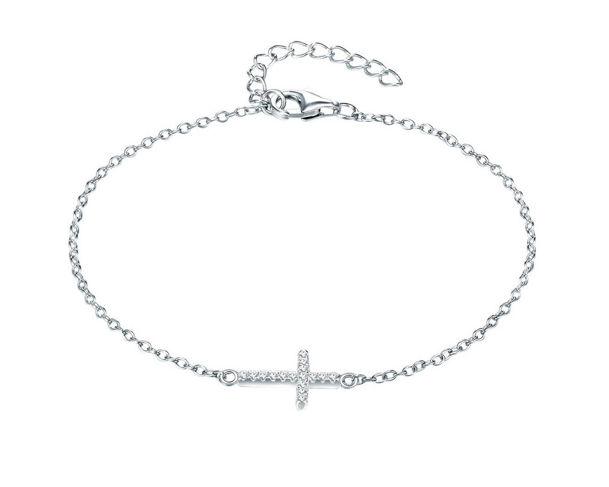 Lulu & Jane Silberarmband Kreuz silber, mit Zirkonia von Lulu & Jane