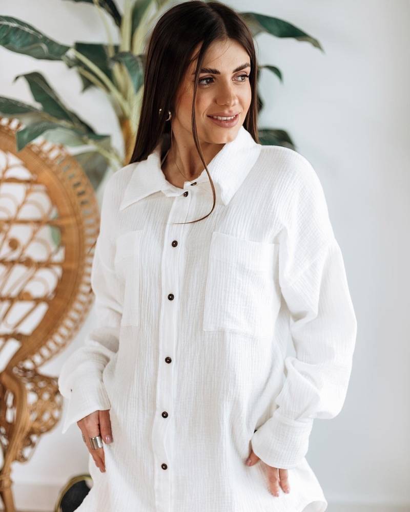 Hemd Florene - Musselin-Oversize-Hemd Für Damen/Button-Up-Hemd Nachhaltige Musselin-Loungewear Pajama Top Hemd Florene - Musselin-Oversize-Hemd Für Damen/Button-Up-Hemd Nachhaltige Musselin-Loungewear Pajama Top von LuluComfort