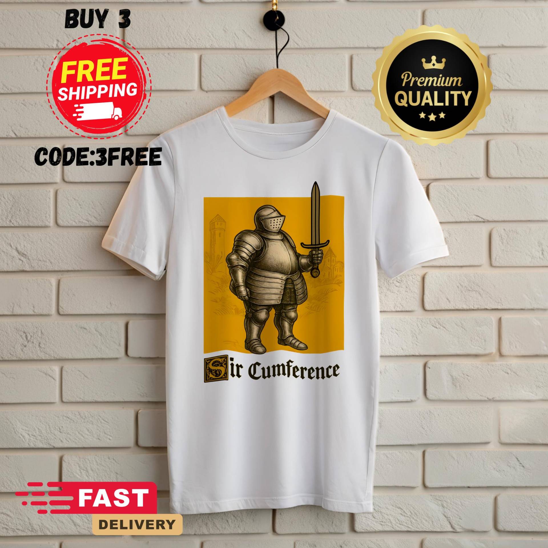 Sir Cumference Funny Knight Meme Shirt, Offensive Sarcastic T-Shirt Vintage Crusader Top, Edgy Dark Humor For Men & Women, Gag Gifts von LuluDesignLab