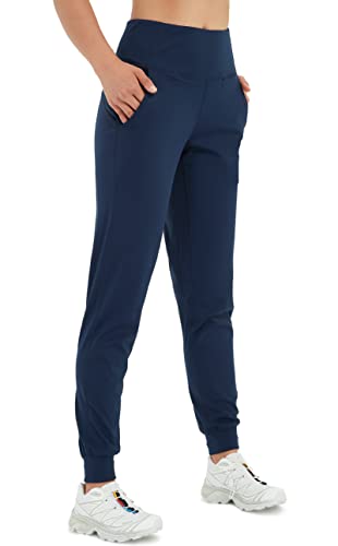 Lulucheri Damen Jogginghose Hohe Taille Trainingshose Sporthose Lang Freizeithose Elastischer Bund Sweathose Mit Taschen, Frauen Sweatpant Für Sport Fitness Jogging Laufen(Marineblau,XXL) von Lulucheri