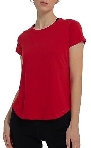 Lulucheri Sportshirt Damen Sport Yoga Fitness Shirt Laufshirt Kurzarm Tops Trainingsshirt Sommer Shortsleeve(Dunkelrot，XXL) von Lulucheri