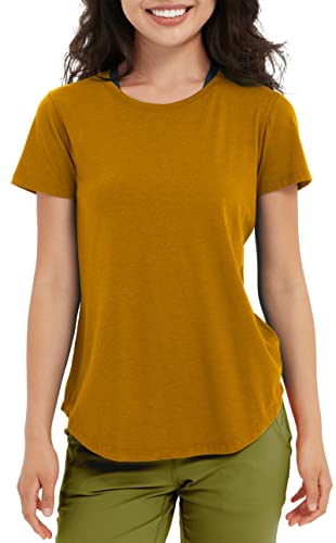 Lulucheri Sportshirt Damen Sport Yoga Fitness Shirt Laufshirt Kurzarm Tops Trainingsshirt Sommer Shortsleeve(Kupferbraun，M) von Lulucheri