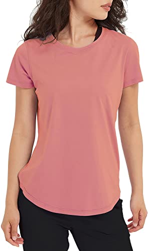 Lulucheri Sportshirt Damen Sport Yoga Fitness Shirt Laufshirt Kurzarm Tops Trainingsshirt Sommer Shortsleeve(Rosa Nebel，M) von Lulucheri