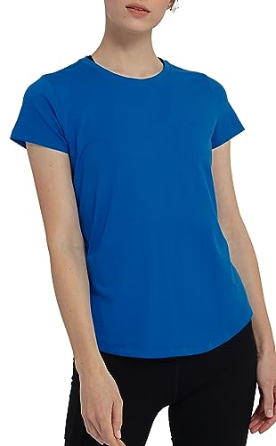 Lulucheri Sportshirt Damen Sport Yoga Fitness Shirt Laufshirt Kurzarm Tops Trainingsshirt Sommer Shortsleeve(Kobaltblau，L) von Lulucheri