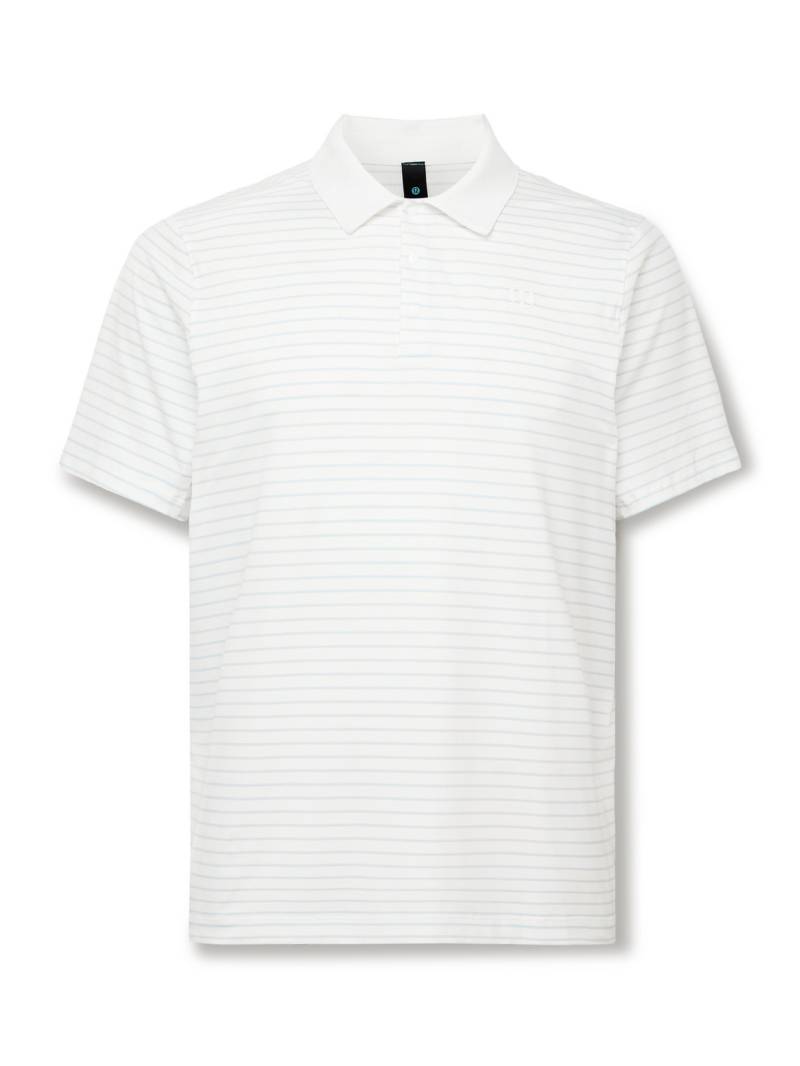 Lululemon - Logo-Appliquéd Striped Recycled-Jersey Polo Shirt - Men - White - M von Lululemon