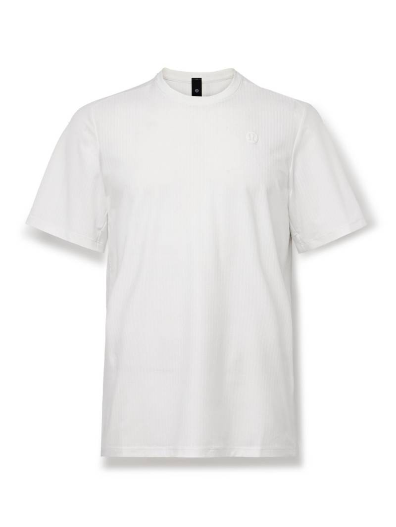 Lululemon - Logo-Appliquéd Striped Recycled-Mesh Tennis T-Shirt - Men - White - S von Lululemon