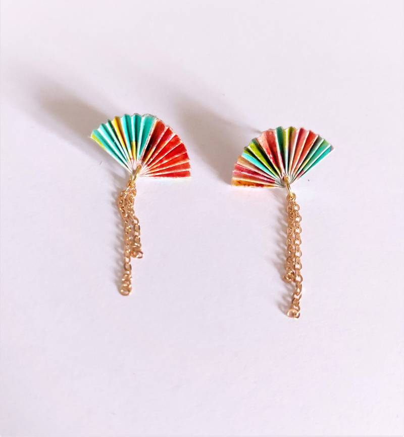 Origami Fächern Ohrrstecker Aus Papier Für Allen Anlass von Lululeoschmuck