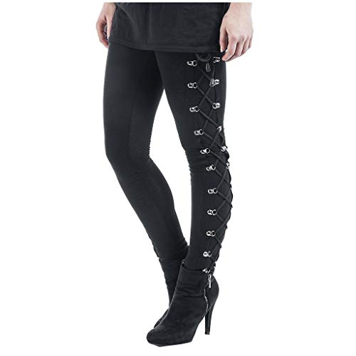 Lulupi Damen Gothic Rock Hose Sexy Skinny Leggings Slim Streetwear Freizeithose Sommerhose Frau Mädchen Halloween Mode Schnürung Ripped Hosen für Rock Punk Hip Hop von Lulup