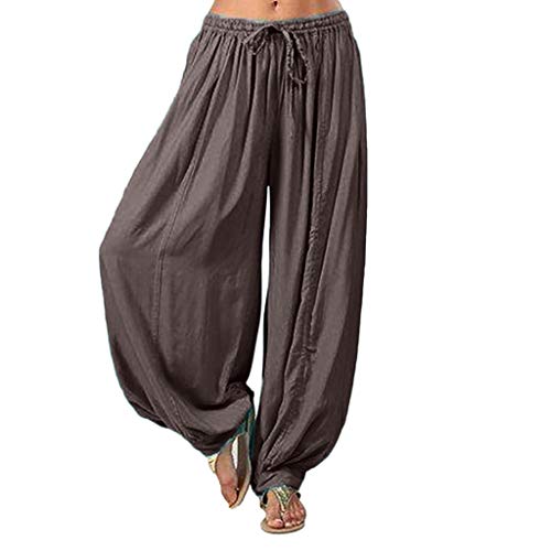 Lulupi Damen Pumphose Leinen Haremshose Yoga Hose Leichte Leinenhose Sommerhose Harem Sporthose Yogahose Locker Bequem Strandhose Pluderhose Freizeithose von Lulup