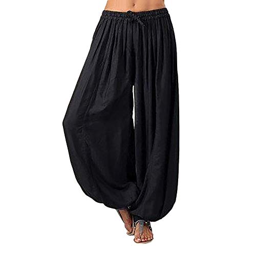 Lulupi Damen Pumphose Leinen Haremshose Yoga Hose Leichte Leinenhose Sommerhose Harem Sporthose Yogahose Locker Bequem Strandhose Pluderhose Freizeithose von Lulup