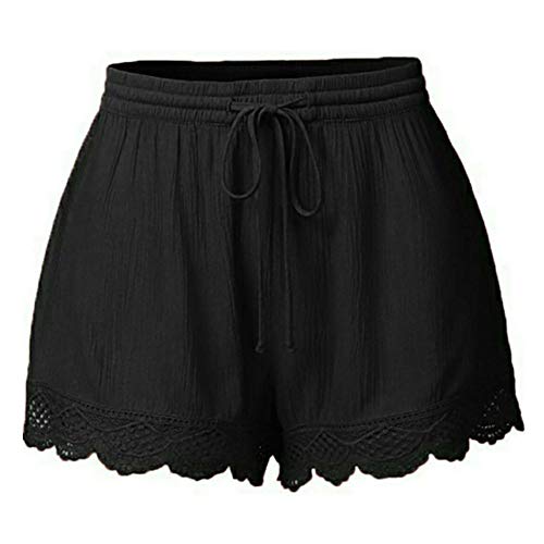 Lulupi Damen Shorts Kurze Hose Sommer Spitze Freizeithose Bermuda Locker Weite Strandhose Sommerhose Mädchen Freizeitshorts Hotpants von Lulup
