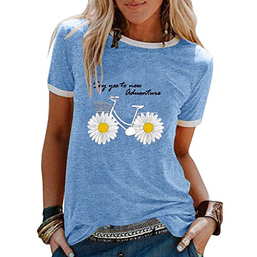 Lulupi Damen Sonnenblumen Bedruckte T-Shirt Lustig Gänseblümchen Grafikdruck Shirts Lässig Kurzarm Oberteile Bequem Rundhals Sommer Tops von Lulup