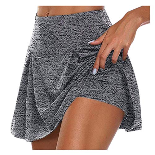 Lulupi Damen Sport Rock Hose 2in1 Sportshorts Tennis Golf Fahrrad Shorts Hohe Taille Skirt Sportrock Mädchen Hosenrock Kurz Yogahose Sporthose Jogginghose von Lulup