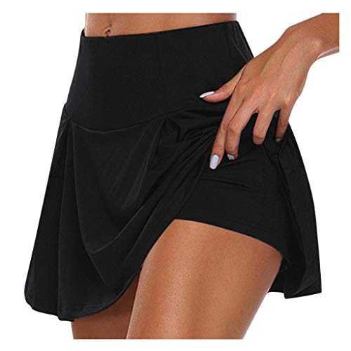 Lulupi Damen Sport Rock Hose 2in1 Sportshorts Tennis Golf Fahrrad Shorts Hohe Taille Skirt Sportrock Mädchen Hosenrock Kurz Yogahose Sporthose Jogginghose von Lulup