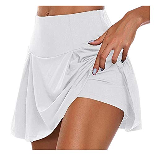 Lulupi Damen Sport Rock Hose 2in1 Sportshorts Tennis Golf Fahrrad Shorts Hohe Taille Skirt Sportrock Mädchen Hosenrock Kurz Yogahose Sporthose Jogginghose von Lulup