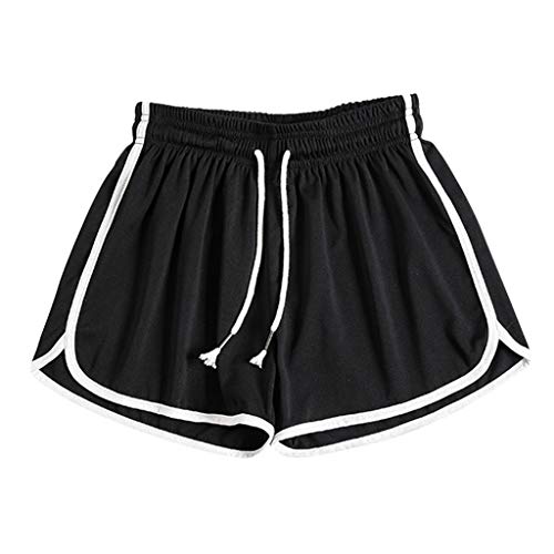 Lulupi Schlafanzughose Kurz Pyjama Hose Damen Sport Shorts Schlafhose Schlafshorts Bequem Große Größen Sommerhose Freizeithose Mädchen Laufshorts Yoga Gym Fitness Hotpants (Schwarz,36) von Lulup