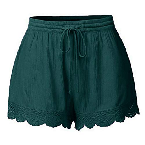 Lulupi Shorts Damen Kurze Hose Spitze Freizeithose Kurz Locker Strand Sommerhose Leinenhose Bermuda Große Größen Weite Short Hotpants von Lulup