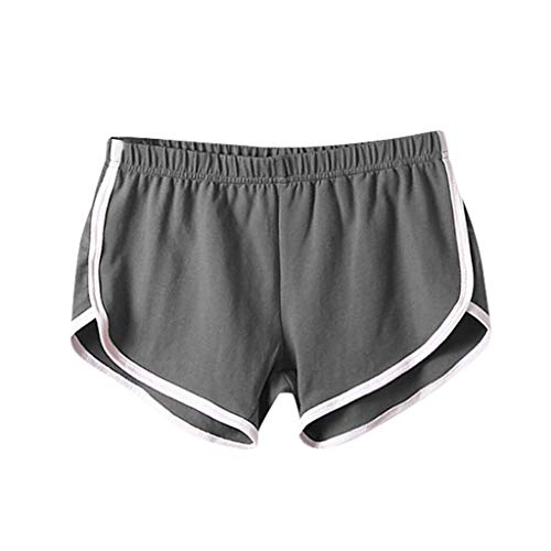 Lulupi Sport Shorts Damen Kurze Jogginghose Sporthose Kurz Schlafanzughose Sommerhose Leicht Streifen Freizeithose Yoga Gym Fitnesshose Mädchen Hotpants Pyjama (Grau,34) von Lulup