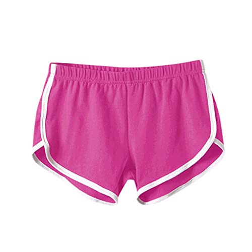 Lulupi Sport Shorts Damen Kurze Jogginghose Sporthose Kurz Schlafanzughose Sommerhose Leicht Streifen Freizeithose Yoga Gym Fitnesshose Mädchen Hotpants Pyjama (Rosa,36) von Lulup