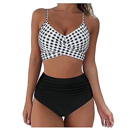 Lulupi Bikini Set Damen Push Up BH Bandeau Triangel Brazilian Bikini, Zweiteiliger Badeanzug Bademode Verstellbarer Wattierte Cups Bikinioberteil Streifen von Lulupi