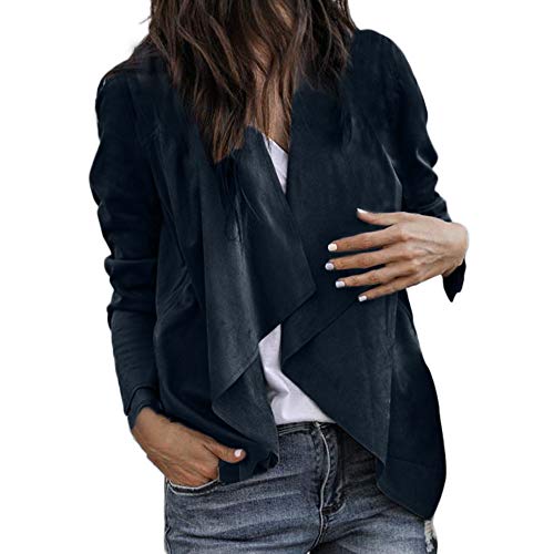 Lulupi Blazer Damen Lederimitat Jacke Cardigan, Frauen Elegant Bolero Kurze Langarm Jacke Leichte Schulterjacke Outwear Mantel von Lulupi