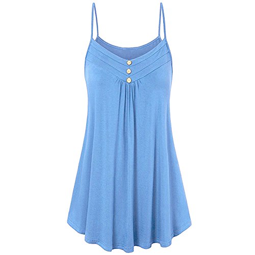 Lulupi Damen Camisole Tanktop Spaghetti Tank Tops Sommer Trägertop Elegant Knopfleiste Einfarbig Shirt Lang Ärmellos Tunika Bluse von Lulupi