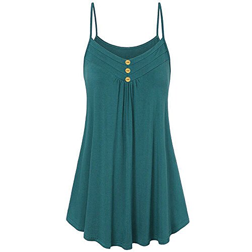 Lulupi Damen Camisole Tanktop Spaghetti Tank Tops Sommer Trägertop Elegant Knopfleiste Einfarbig Shirt Lang Ärmellos Tunika Bluse von Lulupi