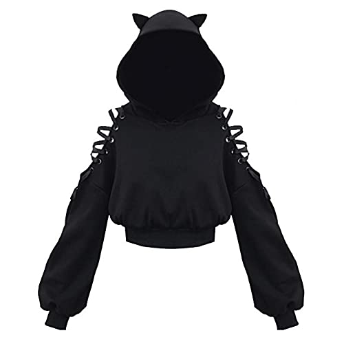 Lulupi Damen Gothic Kleidung Mantel Jacke Kleid Hose Oberteil Shirt Rock Pullover Schuhe Schmuck Moon Druck Schwarz Punk Harajuku Stil Vintage Cosplay Karneval Fasching Halloween Kostüm, L von Lulupi