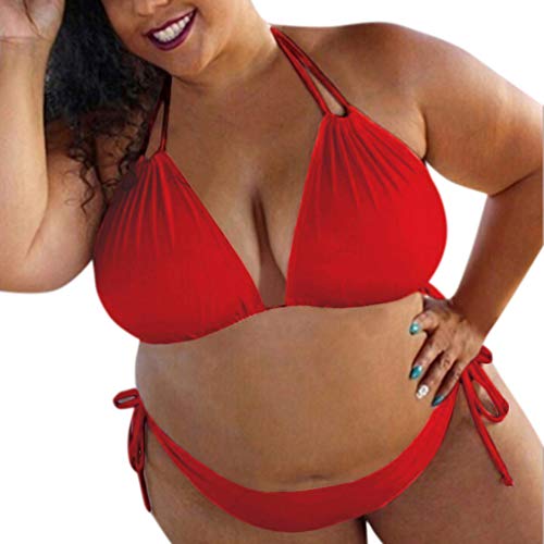 Lulupi Damen Große Größen Bikini Bademode Übergröße Bikini Set Mollige Frauen Neckholder Plus Size Badeanzug Triangel Gepolstert Oberteil High Waist Bikinislips Shorts von Lulupi