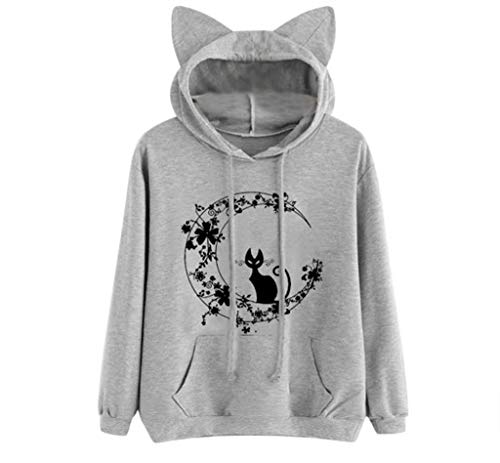 Lulupi Damen Kapuzenpullover Herbst Winter Hoodie Langarm Katzen Drawstring Pullover Mädchen Mode Bequem Lässige Sweatshirt mit Kapuze und Taschen von Lulupi