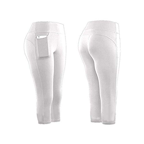 Lulupi Damen Leggings 3/4 Yogahose Sporthose Kurze Sportleggins Fitnesshose Mode Frauen Laufhose Atmungsaktiv Elastisch Leggins Tights mit Taschen von Lulupi