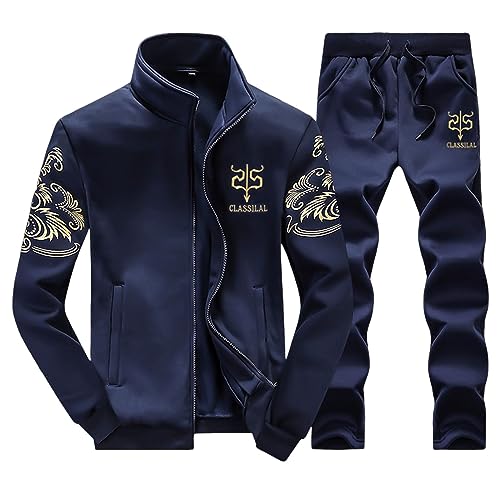 Lulupi Herren Jogginganzug Trainingsanzug Männer Fitness Sport Jogginganzug Reißverschluss Freizeitanzug Lässiger Sportanzug für Herren Strickjacke Und Hose In Übergröße Lockeres Zweiteiliges Set von Lulupi