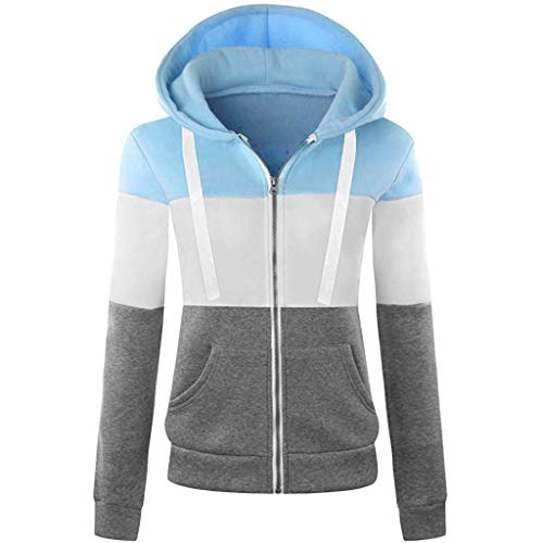 Lulupi Jacke Damen Sweatjacke Hoodie Farbblock Sweatshirtjacke Herbst Winter Warm Mode Lässige Kapuzenjacke Pullover Kapuzenpullover Oberteile Tops von Lulupi