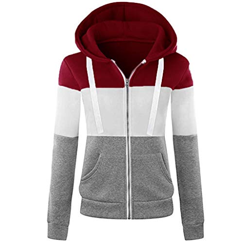 Lulupi Jacke Damen Sweatjacke Hoodie Farbblock Sweatshirtjacke Herbst Winter Warm Mode Lässige Kapuzenjacke Pullover Kapuzenpullover Oberteile Tops von Lulupi