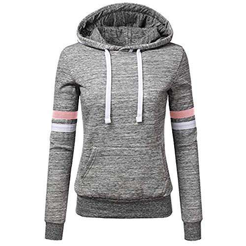 Lulupi Kapuzenpullover Damen Gestreift Pulli Pullover Slim Langarm Sport Hoodie Sweatshirt Tops S-5XL von Lulupi