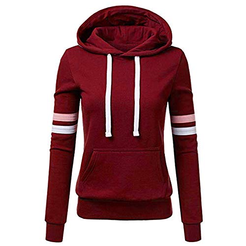 Lulupi Kapuzenpullover Damen Gestreift Pulli Pullover Slim Langarm Sport Hoodie Sweatshirt Tops S-5XL von Lulupi