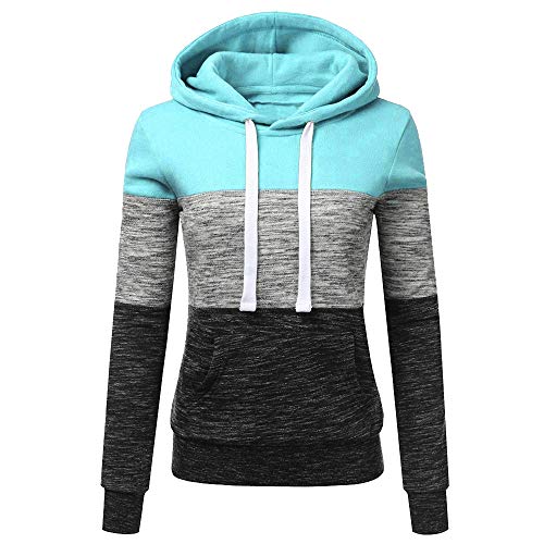 Lulupi Kontrastfarbe Pulli Damen Patchwork Hoodies, Rollkragenpullover Gestreift Kapuzenpullover Herbst Winter Pullover Sweatshirt mit Kapuze von Lulupi