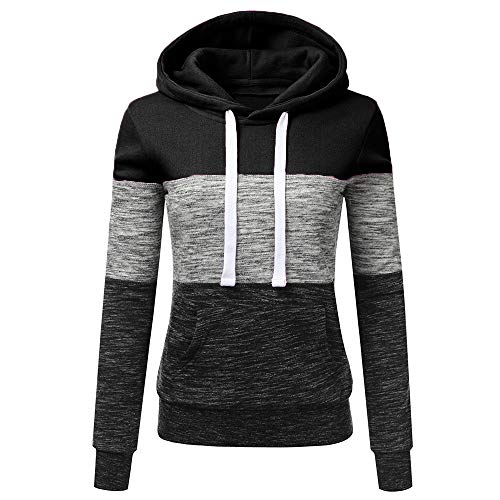 Lulupi Kontrastfarbe Pulli Damen Patchwork Hoodies, Rollkragenpullover Gestreift Kapuzenpullover Herbst Winter Pullover Sweatshirt mit Kapuze von Lulupi