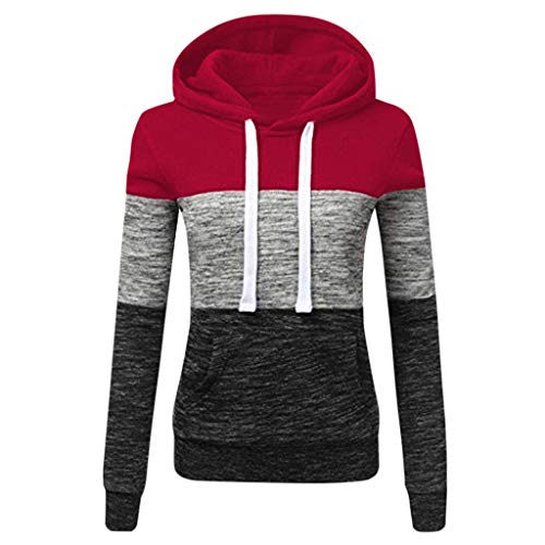 Lulupi Kontrastfarbe Pulli Damen Patchwork Hoodies, Rollkragenpullover Gestreift Kapuzenpullover Herbst Winter Pullover Sweatshirt mit Kapuze von Lulupi