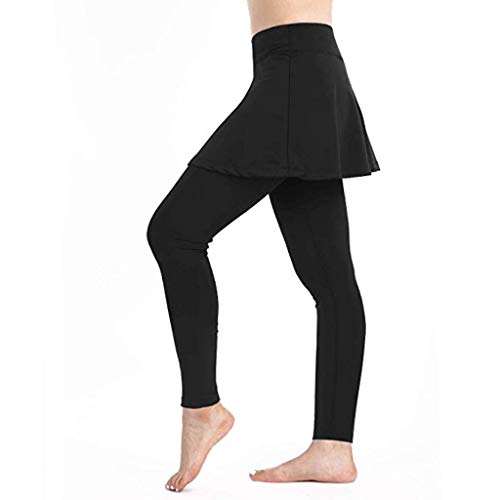 Lulupi Leggings mit Rock Damen Yogahose Sportleggings Blickdicht Lange Laufhose Mädchen Sportrock Fitness Yoga Tights Sport Hosenrock von Lulupi